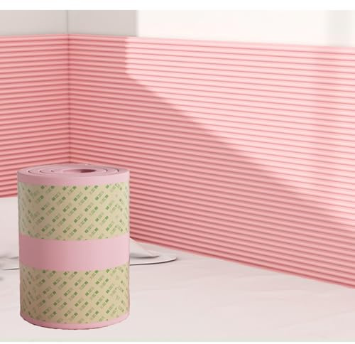 Boracy Wandpolster Kinderzimmer, Wandverkleidung Selbstklebend, Wandkissen Schaumstoff Polster für Wandschutz Bett, Wandpolsterung, Freies Schneiden oder SpleißEn(Rosa,60x200cm)
