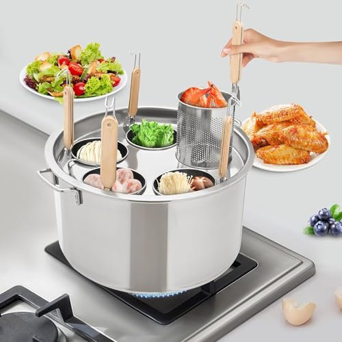 Pasta-Herd-Einsatz-Set aus Edelstahl mit 5 Löchern, für Zuhause, Küche, Restaurant, Multipots und Pastatöpfe, Suppentopf, Fritteuse, kommerzielles Kochwerkzeug