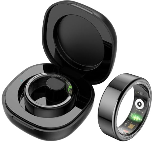 Smart Ring Heart Rate Monitor Sleep Tracker Health Rings Blood Oxygen Pedometer Calories Step Counter Fitness Ring IP68 Waterproof Smart Rings for Men Women Fitness Tracker for iOS Android Phones