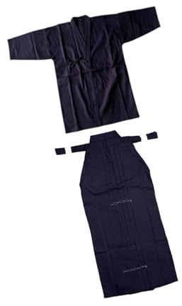 JISADER Conjunto de Uniforme de Kendo japonés, Dobok Ninjas Iaido, Traje de Kendo para Adultos, Kimono Hakama, Azul y Azul, 160cm