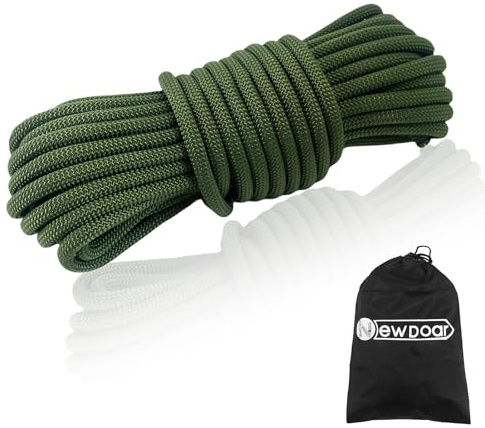 NewDoar Outdoor-Seil 18KN 10mm(3/8 in) Hochfestes Zubehörseil Doppelt geflochten Multifunktionales Seil für Camping, Wandern, Angeln, Lastentransport, Hängematten, Zelte(Armeegrün 10mm,20ft)