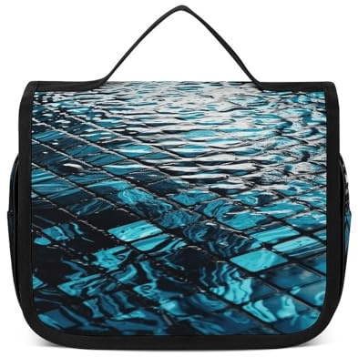 FZQVSWTX Hanging Travel Toiletry Bag for Men And Women,Deer And Cactus Printed Polyester Portable Toiletry Organizer, Sparkling Water Reflection, 22.5x18.5cm