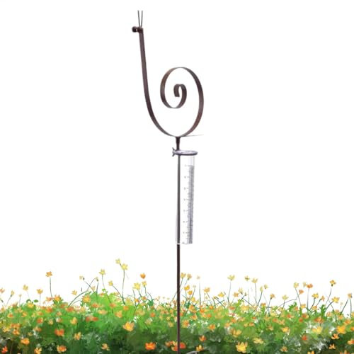 Entzückender dekorativer Regenmesser für Hof, Schneckenform Pfahl Regenmesser, Rostfreier Regenmesser, dekorativer Gartenstecker für Balkon, Terrasse, Rasen, Gartendekor Regenmesser