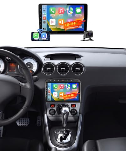 Fuluku 4+64GB Autoradio Android 9 Pouces pour Peugeot 308/408 2007-2015 | Carplay Android Auto Sans Fil, 9 Écran tactile HD Radio Voiture Bluetooth Stereo Con WiFi, GPS, Caméra de Recul, FM RDS