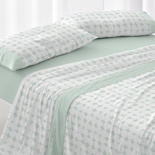 Burrito Blanco | Juego de sábanas | Cama de 135cm. (+Medidas Disponibles) | Diseño 139 | Color Menta (135x190/200cm.)