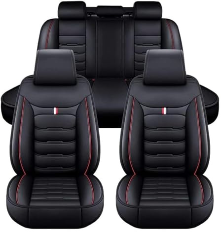 Auto Sitzbezüge Set für BMW 5 Series E28 E34 E39 E60 E61 F07 F10 F11 G30 G31 2000-2023, Komfortabler PU-Leder Allwetter AutoSitzbezug Vorne und Hinten Sitzschoner 5 Sitzer, Auto Innenraum Zubehör