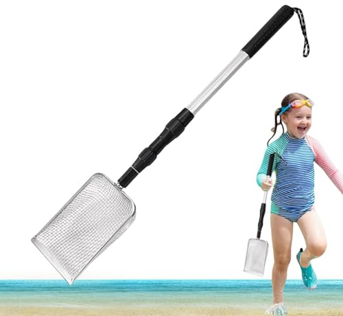 Tamis à sable avec pelle de plage - Pelle de plage avec dent de requin en métal, tamis à dents de requin pour la plage | Louche avec tamis à sable pour trouvailles de plage