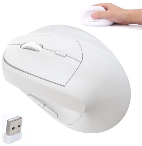 Souris sans fil Bluetooth, ergonomique, verticale, rechargeable, silencieuse, portable, sans fil, double mode, souris optique de haute précision avec récepteur USB à 7 boutons pour ordinateur portable