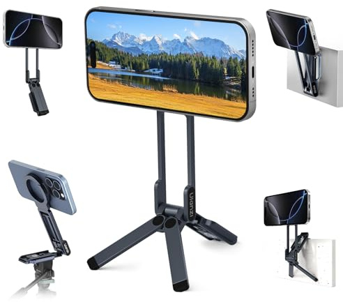 ULANZI MA38 Magnetic Phone Tripod for iPhone 17/16/15-52N Strong Magnet Foldable Hook for Magsafe Phone Tripod, Portable Mini Phone Stand for Desk w Arca Uka Mount & Back Magnetic for Vlog/Travel