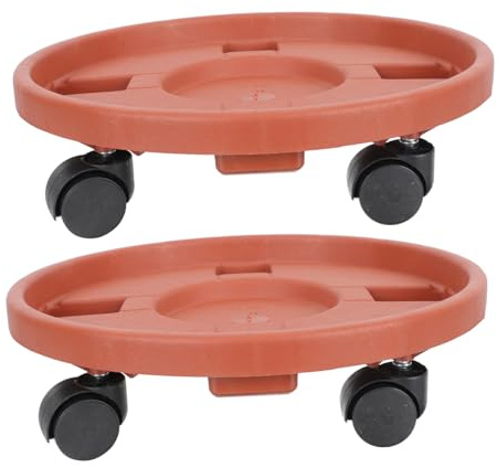 Toyvian Soporte para Macetas de Plástico Ruedas para Jardín y Balcón, Bandeja Portátil Reforzada 33 Cm Color Ladrillo, Base Móvil para Tiestos y Plantas