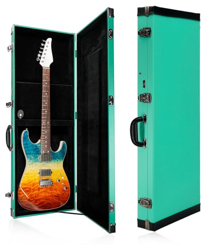 REAL MISSION Electric Guitar Case Hard, Fits Fender Strat, Tele, and Standard Guitars, Portable 4-Layer Protection Hardshell with Comfort Handle, Secure Metal Lock (Green)