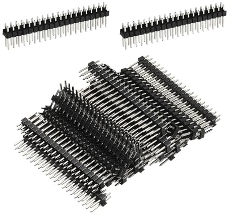 Unifizz 2.54mm Pitch Straight Double Row Male Pin Header 20 Pin Copper Connector Strip for PCB Board Prototyping Pack of 20