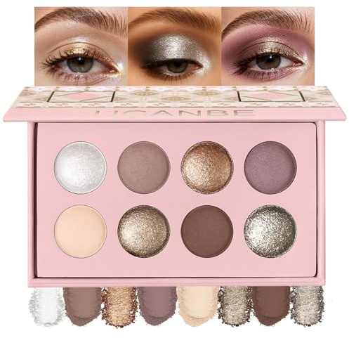 UCANBE 8 Color Matte Sparkling Shimmer Baked Eyeshadow Palette – Highly Pigmented, Smooth & Blendable Formula with Neutral & Earthy Tones for Everyday & Dramatic Eye Makeup Pallet