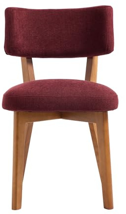 HAINEW Juego de 2 sillas de comedor modernas, sillas de cocina, tapizadas con marco de madera maciza y respaldo, silla acolchada para comedor, salón, 47 x 54,5 x 77 cm, diseño ergonómico (burdeos)