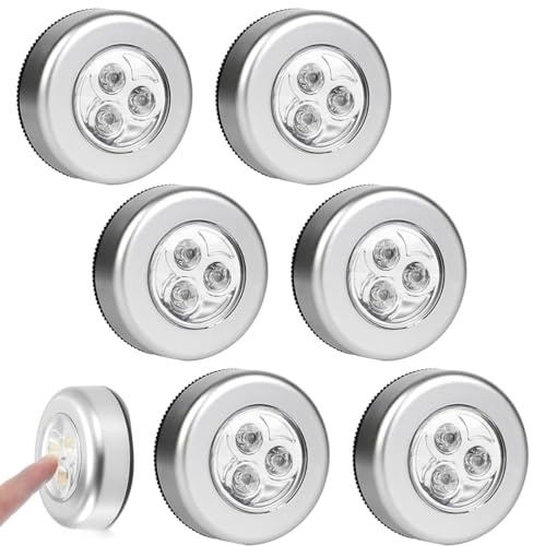 YOFDAL Luz Armario, Auto En/Apagado, Con almohadillas adhesivas, Perfecto para Cocina, Pasillo, Escalera, Luz blanca(6 Packs)