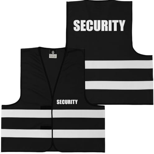 SECURITY Warnweste Set Schwarz – Klettverschluss & Front/Back-Druck – für Türsteher, Ordner, Event & Club – Größen M–4XL