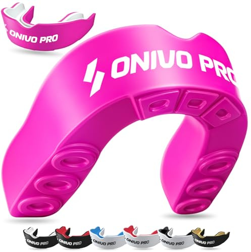 Dual Layer Sports Mouth Guard for Adults & Kids 11+, Premium Protection Gum Shield with Case, Boil and Bite Mouthguard for Boxing, Rugby, MMA, Karate, Hockey & Contact Sports