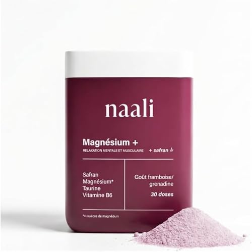 Magnesium Bisglycinate Citrate Poudre à Diluer – 4 Formes Magnésium Hautement Biodisponibles – Taurine, Vitamine B6 – Boisson Framboise Grenadine - Sans Sucre, Vegan, Sans Gluten – Usage Quotidien