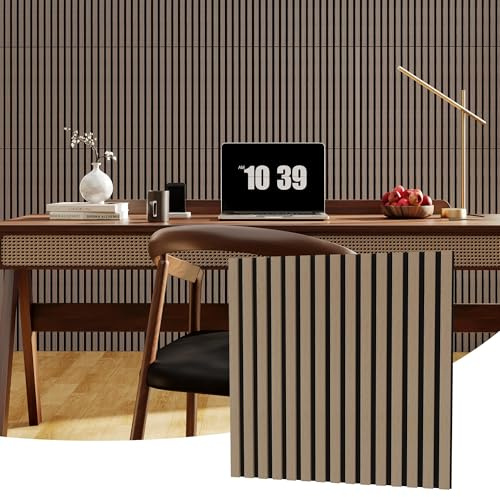 6PCS 3D Acoustic Wooden Wall Panels - Soundproof Decorative Tiles for Home Theater, Office, Studio, Bedroom, Living Room - 23.6x23.6, Easy Peel & Stick - 9mm Acoustic Layer, 12mm Board Thickness