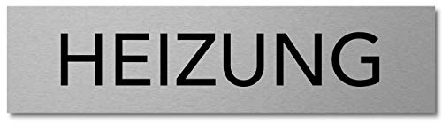 Interluxe Türschild Heizung 200x50x3mm, modernes Schild aus Aluminium, selbstklebend und robust für Heizungskeller und Heizungsraum