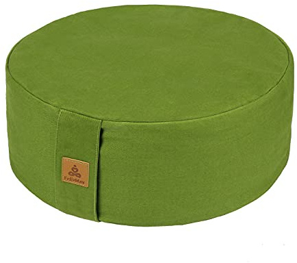 FelizMax Zafu Meditationskissen,Meditationskissen, rund, Zabuton-Meditationskissen, Yoga-Kissen, Bodentasche, mit Reißverschluss, Bio-Baumwolle, dunkelgrün, 16x16x5
