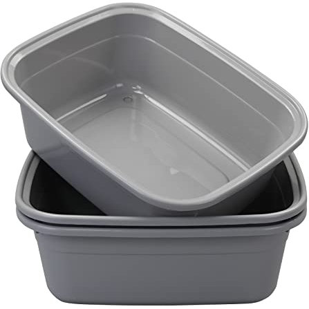 Ordate Bacinella Vaschetta Bacinelle Vasca Catino per Bucato in Plastica Rettangolare Grande, Grigio, 3 Pacco