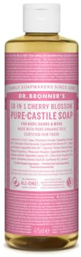 Dr. Bronner's 18-in-1 Flüssigseife mit Kirschblüten-Reinkastilien-Motiv