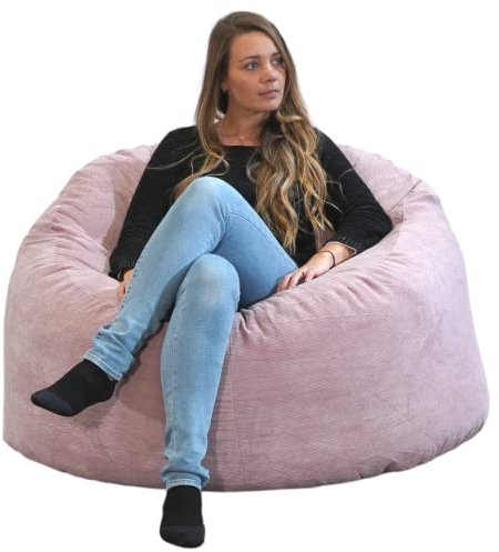 bananair - Sitzsack Cord XXL für Erwachsene und Kinder - Weich und Bequem - Optimale Unterstützung für den Rücken - Sitzsack Sessel mit Füllung, Gaming Bean Bag Chair (100 cm, Rosa)