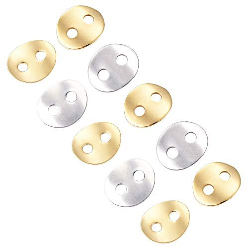 UNICRAFTALE 40St. 2 Farben Edelstahlknöpfe Ovale Knöpfe 2 Löcher Nähknopf Goldene & Edelstahlfarbe Zum Nähen von Befestigungselementen Knopfmalerei Handgemachte Verzierung DIY-Projekte, Loch 2 mm