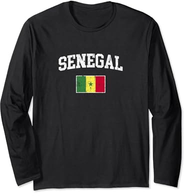 Vintage Drapeau Sénégal Rétro Sénégalais Manche Longue