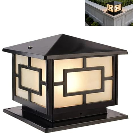 ChaoZan Nero Lampada Da Esterno Vintage Lampione Da Giardino,luce del percorso Antico,impermeabile Lampione Paletto Retrò Per Cortile in Alluminio faro per giardino,220V,E27 lampadina/Non incluso