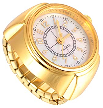 UKCOCO Digital Finger Ring Watch - Round Ladies and Mens Shiny Quartz With Adjustable Strap for Daily Work