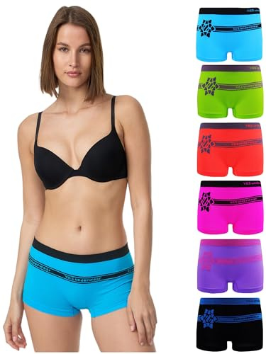 TEXEMP Damtrosor dam Shortys (6-pack – 12-pack) boxershorts mikrofiber hipster hotpants underbyxor trosor färgglada, 6-pack - Texemp-149, XL-XXL