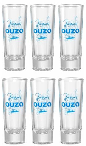 Jassas Premium Ouzo Gläser mit 2cl und 4cl Füllstrich (6er Set)