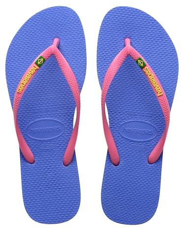 Havaianas Slim Brasil Logo Women FlipFlop Provence Blue 4.5/5 UK