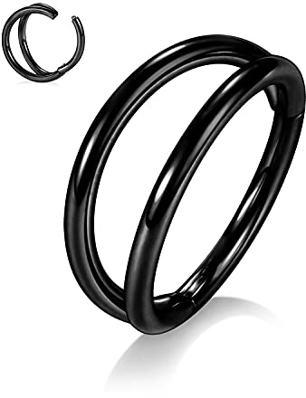 AROWRO Double Open Stack Septum Clicker Nasenringe Conch Daith Piercing Schmuck Knorpelohrring Hoop Chirurgenstahl Conch Daith Helix Rook Lobe Ohrring 18G 16G