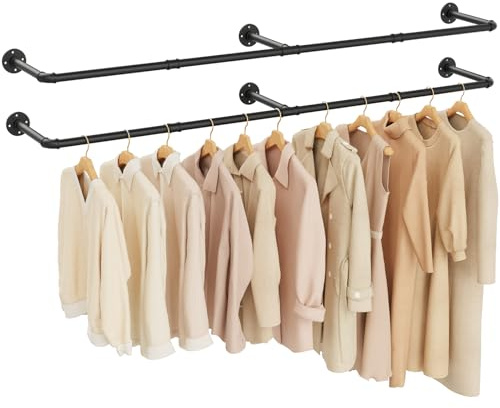 Yawinhe Perchero de Pared Industrial, Perchero de pared para colgar ropa, 178cm, Colgante de Prendas de Metal Retro Desmontable montado en la Pared para Dormitorio, Sala de estar, Cocina, 2-Pack