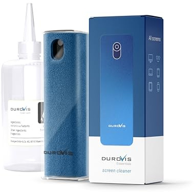 Durovis Essentials, detergente per display con panno in microfibra, incluso detergente per vetri da 50 ml, senza alcool per auto, smartphone/laptop/tablet (blu)