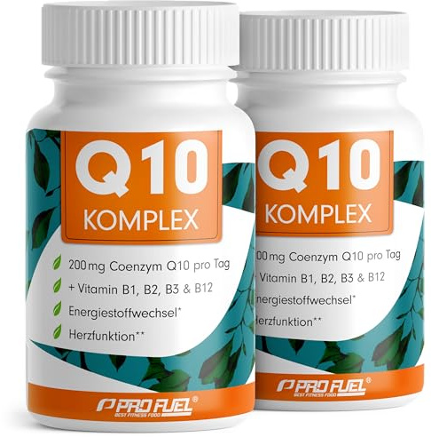 Q10 Kapseln 240x - Coenzym Q10 KOMPLEX mit 200mg Coenzym Q10 + Vitamin B1, B2, B3 und B12 - veganes Q10 (Ubiquinon) aus Fermentation - laborgeprüft mit Zertifikat - Vorrat für 8 Monate