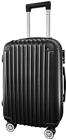 Panana 28 Modern Design Hard Shell Cabin ABS Suitcase 4 Wheel Luggage Trolley Case Lightweight (Style2-Black, 28 Large)