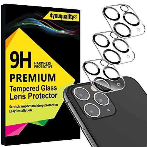 4youquality [3-Pack Camera Lens Protector for iPhone 11 Pro (5.8-inch) & iPhone 11 Pro Max (6.5-inch), 9H Tempered Glass, [LifetimeSupport][Anti-Scratch][Does Not Affect Night Shots]