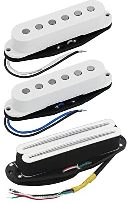 3 Stücke Vintage Alnico 5 Gitarrenabholung SSS. Set Single Coil & Humbucker Pickup Whiteblack Gitarren-Pickup-Set (Color : White)