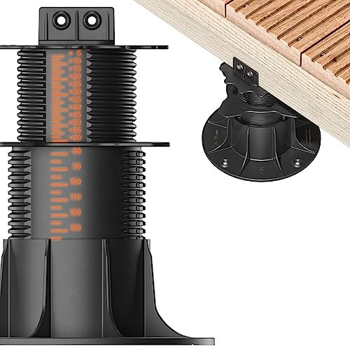 10x LANGFIT® Stelzlager XL für Terrassendielen – Bis 50% schneller montiert – Mit Maßskala – Stufenlos höhenverstellbar von 75-195mm – Für Unterkonstruktionen aus Holz, WPC, Alu – Made in Germany