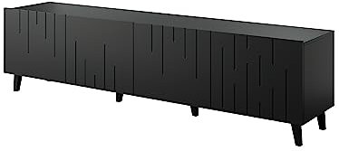 Homlando TV Schrank Lowboard MOBY 200 cm Moderner TV-Stand mit 4 Türen – TV Board – Sideboard für das Schlafzimmer oder Wohnzimmer (Schwarz Matt)