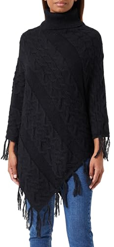 Vila Vichinti New Rollneck Knit Poncho Punto, Negro, Talla única para Mujer