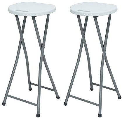 THINIA HOME Pack 2 Taburetes Plegables Alto Blanco 30x76cm