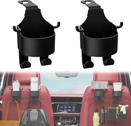 Celestia 2 Pcs Car Cup Holder, Multifunctional Hook for Car Seat Back, Car Seat Organiser, Car Organiser Front Seat, Universal Car Headrest Hook for Car, Cup Drink Holders With Hooks for Car