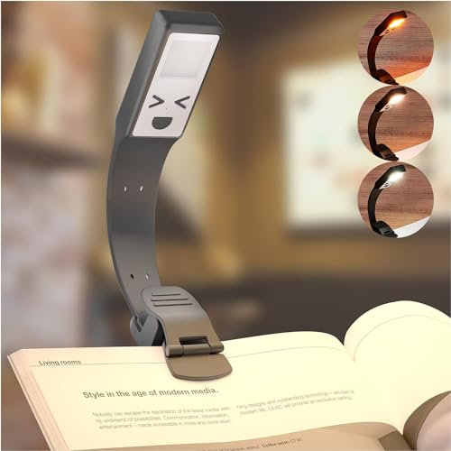 KZT LED Leselampe Buch Klemme 3 Farbtemperatur Modi Buchlampe Stufenlose Helligkeit Klemmlampe USB Wiederaufladbare Klemmleuchte für Nachtlesen ins Bett Beim Reisen Usw Schwarz