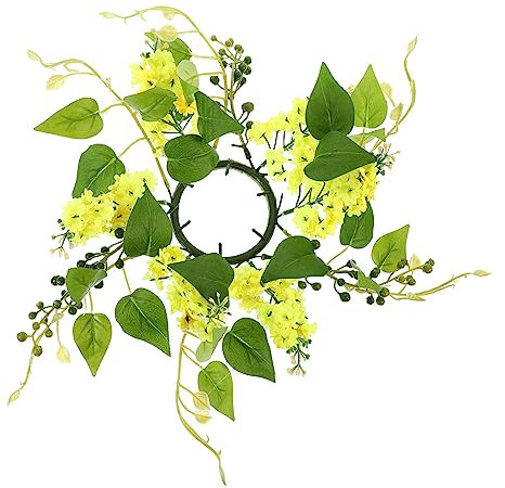 ABOOFAN 4 Stück künstliche Leuchtergirlande Blumendekoration Teelichter Kerzenständer künstliche blüten Artificial Flower Kerzenhalter künstliche Blumen Hochzeitskerzenring Tischkranz
