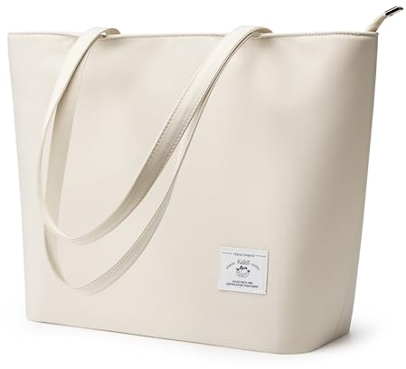 KALIDI Wasserdichte Handtasche Damen Groß Tote Bag mit Reißverschluss | Leichte Shopper Schulter Tasche für Arbeit Uni.